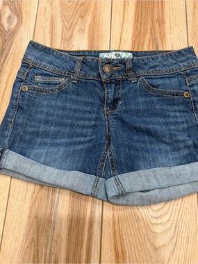 Jolt Dark Blue Cuffed Denim Shorts